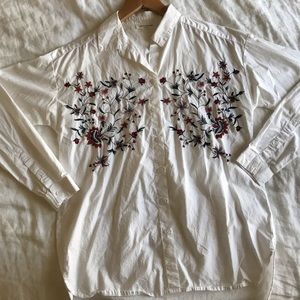 Embroidered white color button up